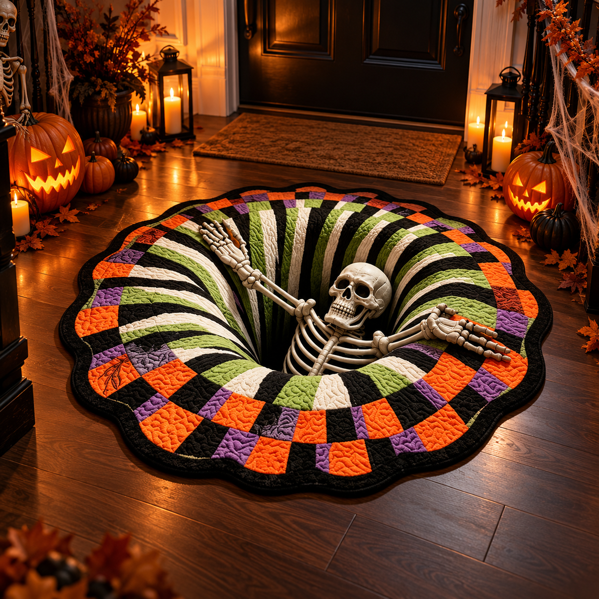 3D Skeleton Escape Halloween Rug